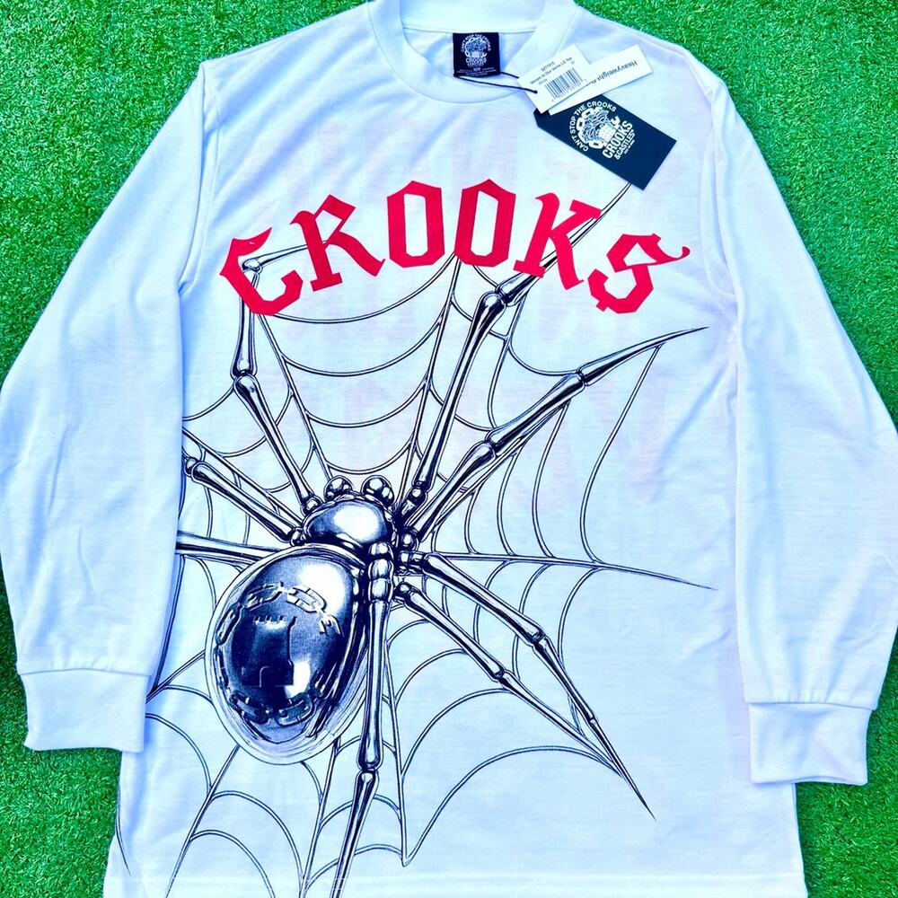 Crooks And Castles Spider Venom In Our Vein White Long Sleeve Tee New With Tags